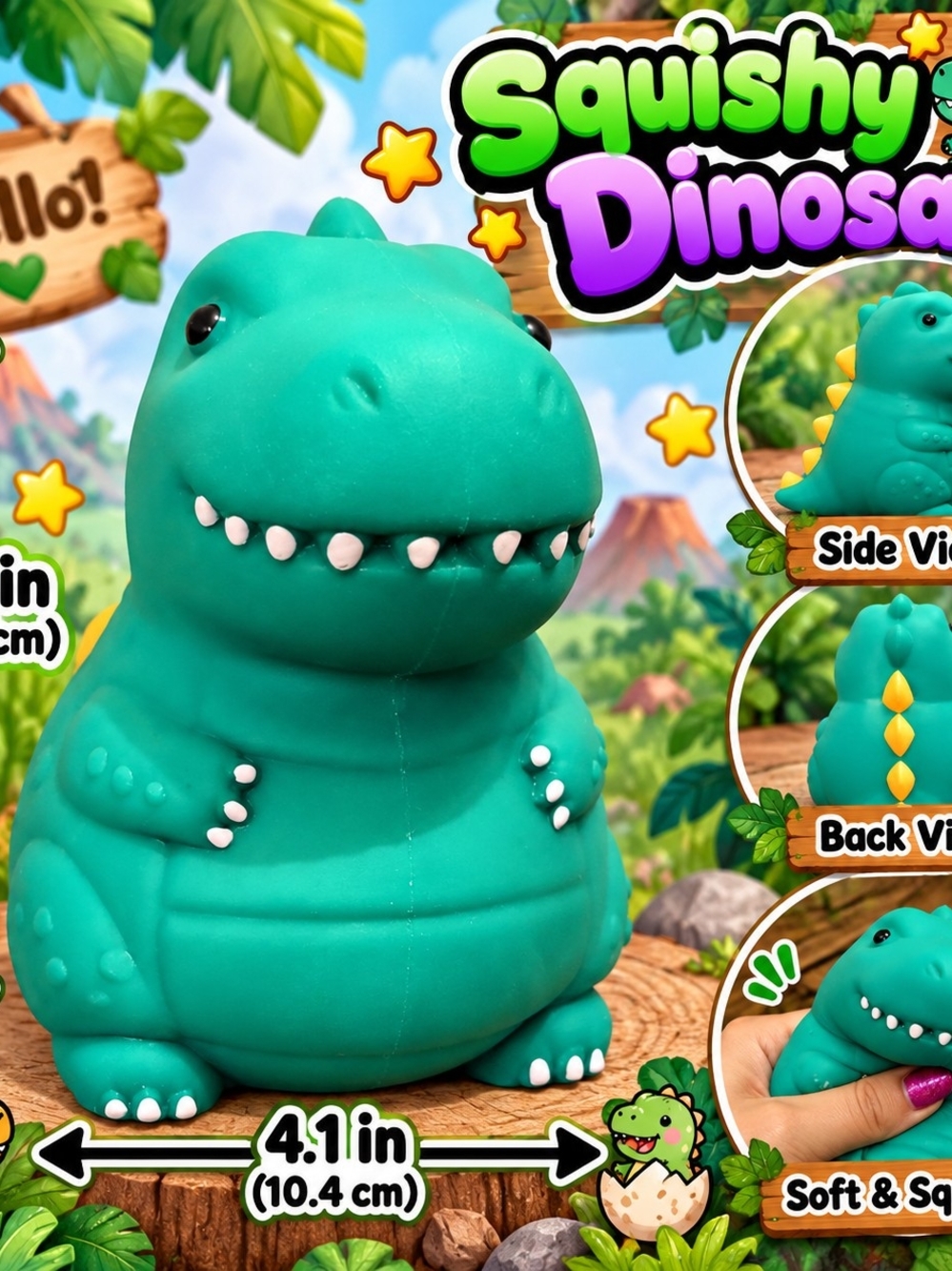 Squishy Dinosaur Toy - Teal Green Kids Toy